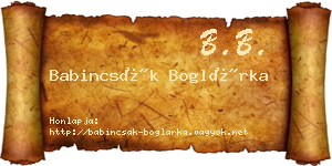 Babincsák Boglárka névjegykártya